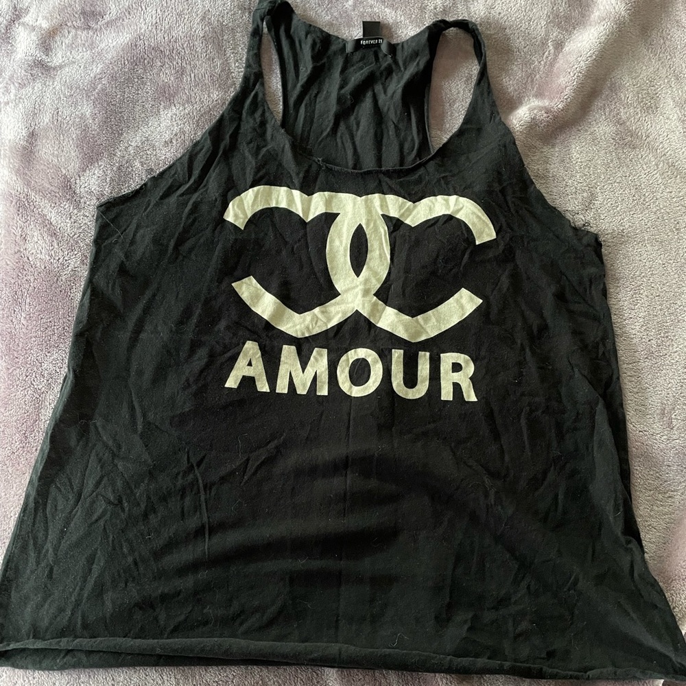 Black Oversized Razor Back Tank Top